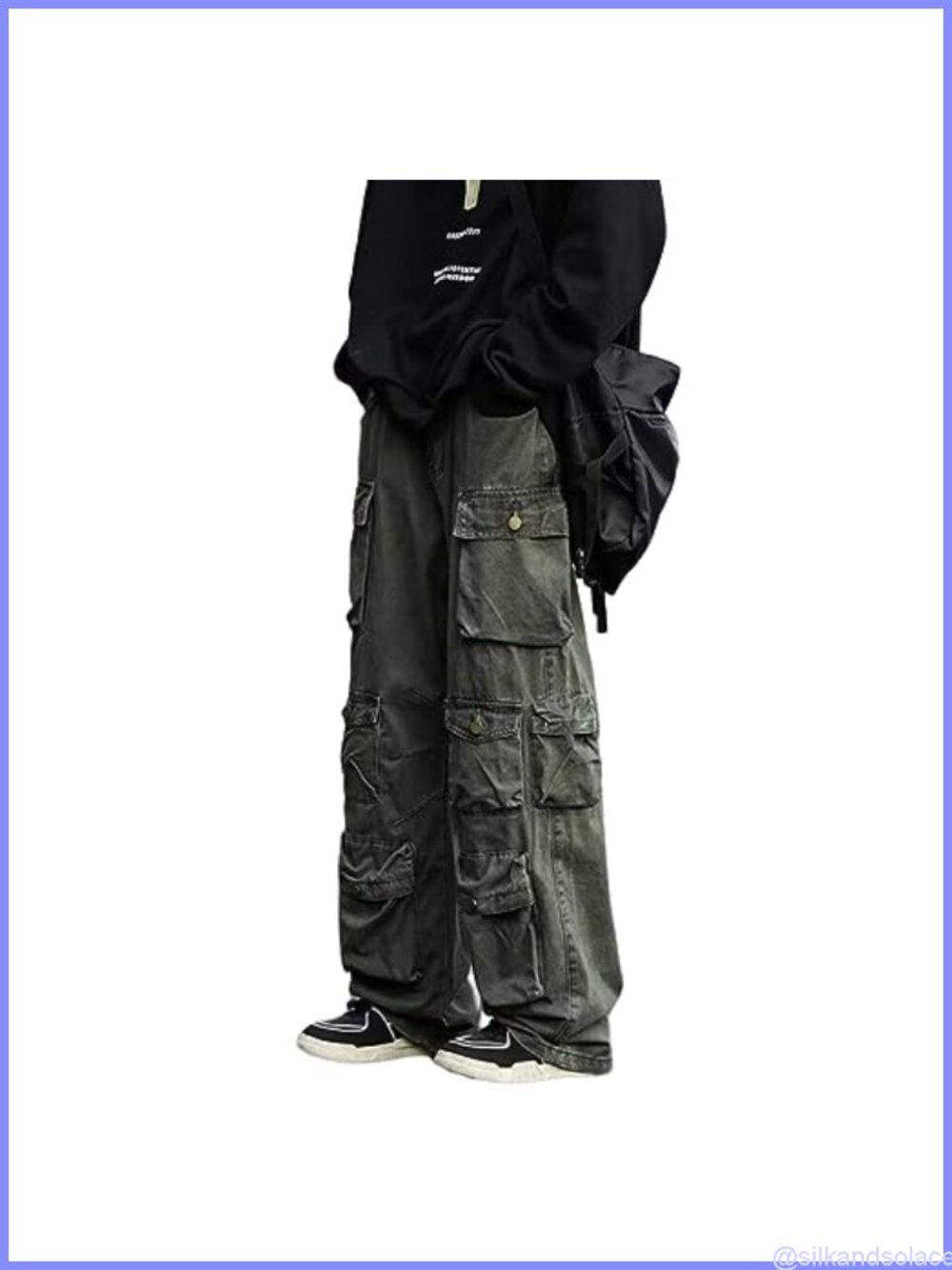 Y2K Wide Leg Cargo Pants Baggy Streetwear Cotton Polyester Jeans